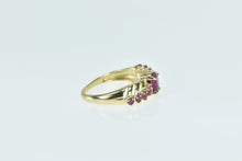 Load image into Gallery viewer, 10K Vintage Oval Ruby Bypass Slanted Look Ring Yellow Gold