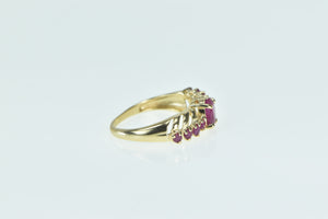 10K Vintage Oval Ruby Bypass Slanted Look Ring Yellow Gold