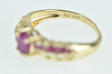 Load image into Gallery viewer, 10K Vintage Oval Ruby Bypass Slanted Look Ring Yellow Gold