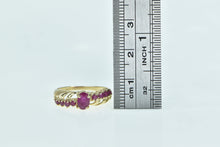 Load image into Gallery viewer, 10K Vintage Oval Ruby Bypass Slanted Look Ring Yellow Gold