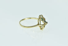 Load image into Gallery viewer, 10K Emerald Diamond Wavy Vintage Statement Ring Yellow Gold