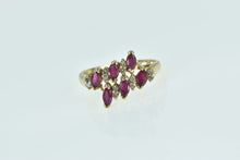 Load image into Gallery viewer, 10K Marquise Ruby Vintage Diamond Slanted Ring Yellow Gold