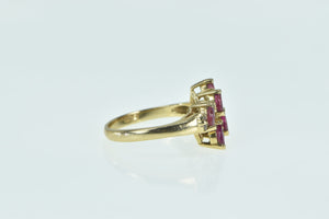 10K Marquise Ruby Vintage Diamond Slanted Ring Yellow Gold