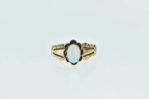 10K Victorian Oval Natural Opal Statement Ring Yellow Gold