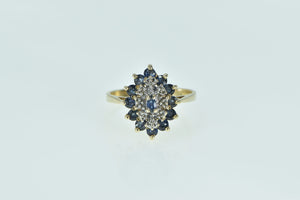 10K Marquise Sapphire Diamond Halo Statement Ring Yellow Gold