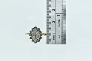 10K Marquise Sapphire Diamond Halo Statement Ring Yellow Gold