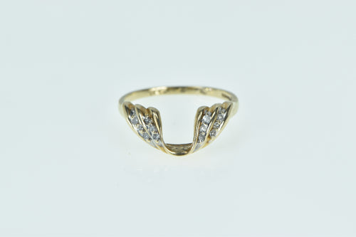 10K Vintage Diamond Curved Wedding Band Ring Yellow Gold