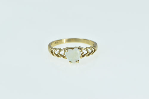 10K Heart Cut Opal Vintage Classic Romantic Ring Yellow Gold