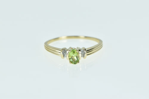 10K Oval Peridot Diamond Accent Vintage Classic Ring Yellow Gold
