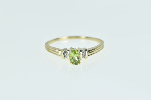 10K Oval Peridot Diamond Accent Vintage Classic Ring Yellow Gold