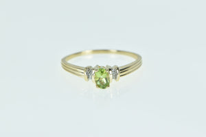 10K Oval Peridot Diamond Accent Vintage Classic Ring Yellow Gold