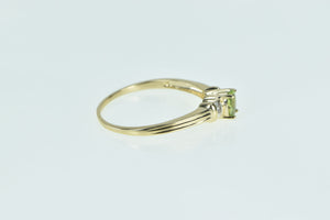 10K Oval Peridot Diamond Accent Vintage Classic Ring Yellow Gold