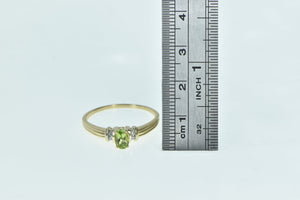 10K Oval Peridot Diamond Accent Vintage Classic Ring Yellow Gold