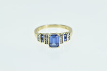 Load image into Gallery viewer, 10K Marquise Syn. Sapphire Diamond Vintage Ring Yellow Gold