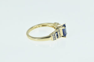 10K Marquise Syn. Sapphire Diamond Vintage Ring Yellow Gold