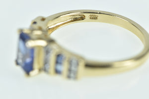 10K Marquise Syn. Sapphire Diamond Vintage Ring Yellow Gold