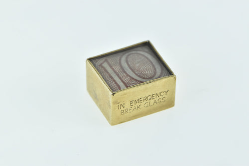 9K 1960's 10 Shillings Emergency Money Cash Box Charm/Pendant Yellow Gold