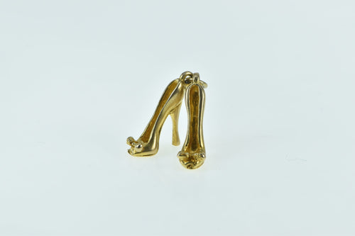 9K 3D High Heel Shoe Stiletto Fashion Charm/Pendant Yellow Gold