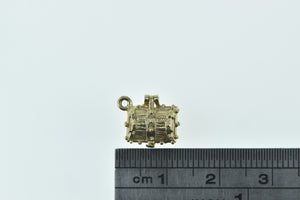 9K 3D Articulated Treasure Chest Seed Pearl Charm/Pendant Yellow Gold