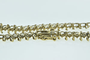 10K 0.69 Ctw Diamond Classic Wavy Link Tennis Bracelet 6.75" Yellow Gold