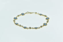 Load image into Gallery viewer, 14K Enamel Nazar Evil Eye CZ Protection Chain Bracelet 7.25&quot; Yellow Gold