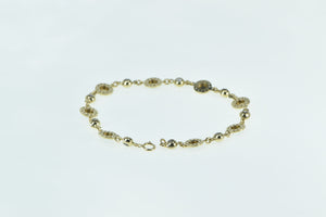 14K Enamel Nazar Evil Eye CZ Protection Chain Bracelet 7.25" Yellow Gold