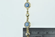 Load image into Gallery viewer, 14K Enamel Nazar Evil Eye CZ Protection Chain Bracelet 7.25&quot; Yellow Gold
