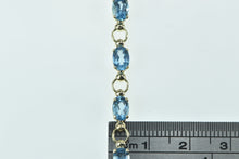 Load image into Gallery viewer, 10K Oval Blue Topaz Vintage Statement Chain Bracelet 7&quot; Yellow Gold