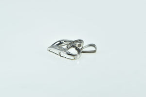 10K Vintage Diamond Curvy Heart Love Symbol Pendant White Gold