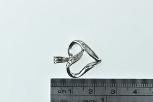10K Vintage Diamond Curvy Heart Love Symbol Pendant White Gold