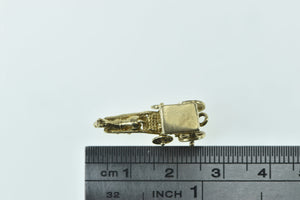 10K 3D Articulated Horse Drawn Carriage Charm/Pendant Yellow Gold