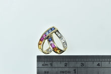 Load image into Gallery viewer, 10K Rainbow Sapphire Diamond Heart Loop Pendant Yellow Gold