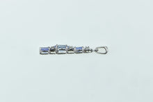 Load image into Gallery viewer, 10K Oval Tanzanite Diamond Tiered Bar Drop Pendant White Gold