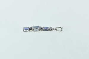 10K Oval Tanzanite Diamond Tiered Bar Drop Pendant White Gold