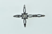 Load image into Gallery viewer, 10K Oval Tanzanite Encrusted Cross Christian Pendant White Gold