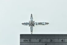 Load image into Gallery viewer, 10K Oval Tanzanite Encrusted Cross Christian Pendant White Gold