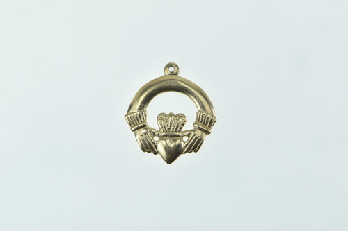 9K Claddagh Traditional Celtic Loyalty Symbol Charm/Pendant Yellow Gold