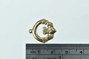9K Claddagh Traditional Celtic Loyalty Symbol Charm/Pendant Yellow Gold