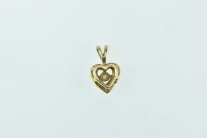 14K Diamond Love Heart Vintage Romantic Charm/Pendant Yellow Gold