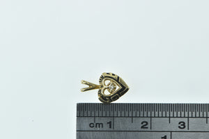 14K Diamond Love Heart Vintage Romantic Charm/Pendant Yellow Gold