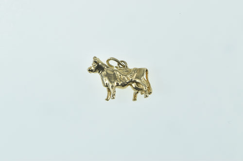 10K 3D Cow Bovine Dairy Farm Animal Charm/Pendant Yellow Gold