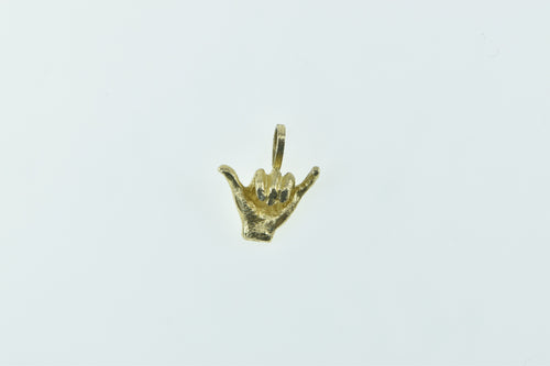 10K 3D Hang Loose Hand Symbol Take it Easy Charm/Pendant Yellow Gold