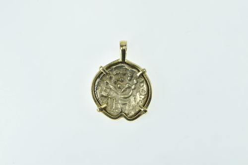 18K Ancient Coin Vintage Statement Pendant Yellow Gold