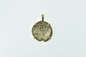 18K Ancient Coin Vintage Statement Pendant Yellow Gold