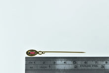 Load image into Gallery viewer, 14K Victorian Oval Syn. Ruby Swirl Spiral Stick Pin Yellow Gold