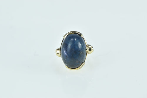 14K Oval Sodalite Cabochon Vintage Statement Ring Yellow Gold