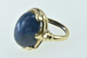 14K Oval Sodalite Cabochon Vintage Statement Ring Yellow Gold