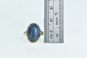 14K Oval Sodalite Cabochon Vintage Statement Ring Yellow Gold
