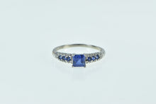 Load image into Gallery viewer, 10K Princess Syn. Sapphire Diamond Accent Ring Yellow Gold