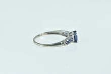 Load image into Gallery viewer, 10K Princess Syn. Sapphire Diamond Accent Ring Yellow Gold